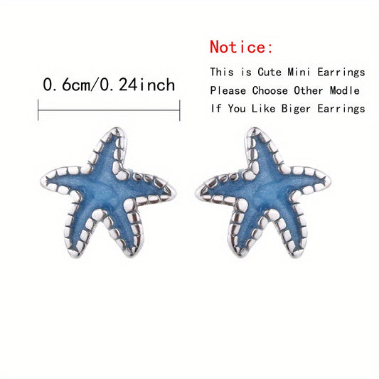 Mini Starfish Stud Earrings for Girls - Ocean Style Jewelry