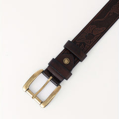 Floral Pattern Belt Western Cowboy Leather Vintage Belt For Men