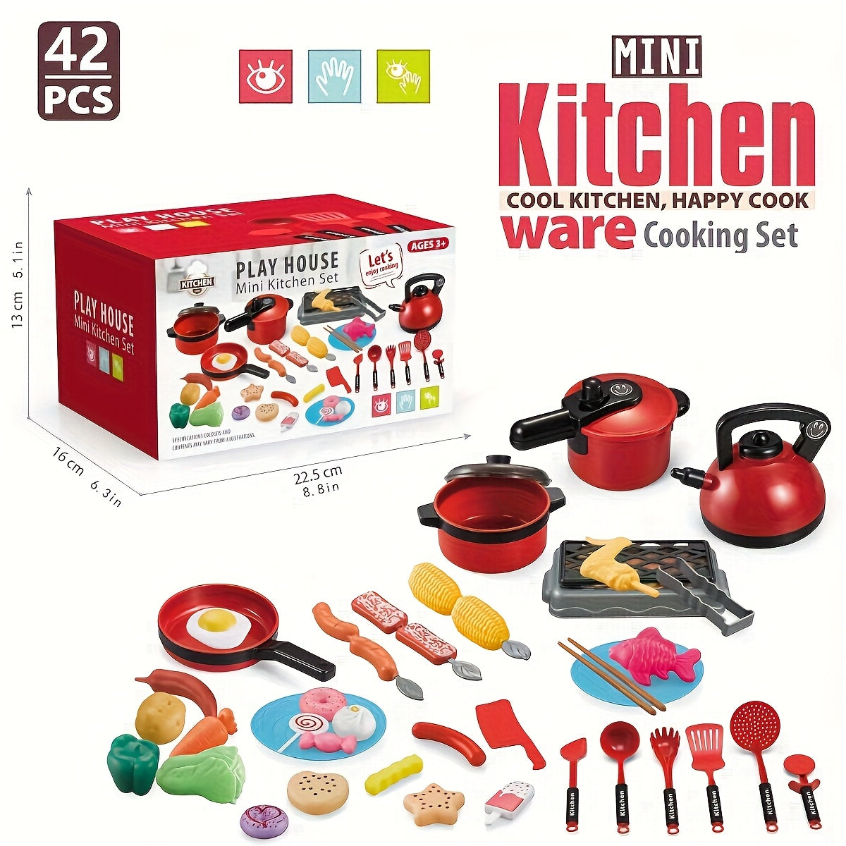 42pcs Mini Kitchen Cooking Toys for Kids 3 Years Birthday Gift Boys and Girls