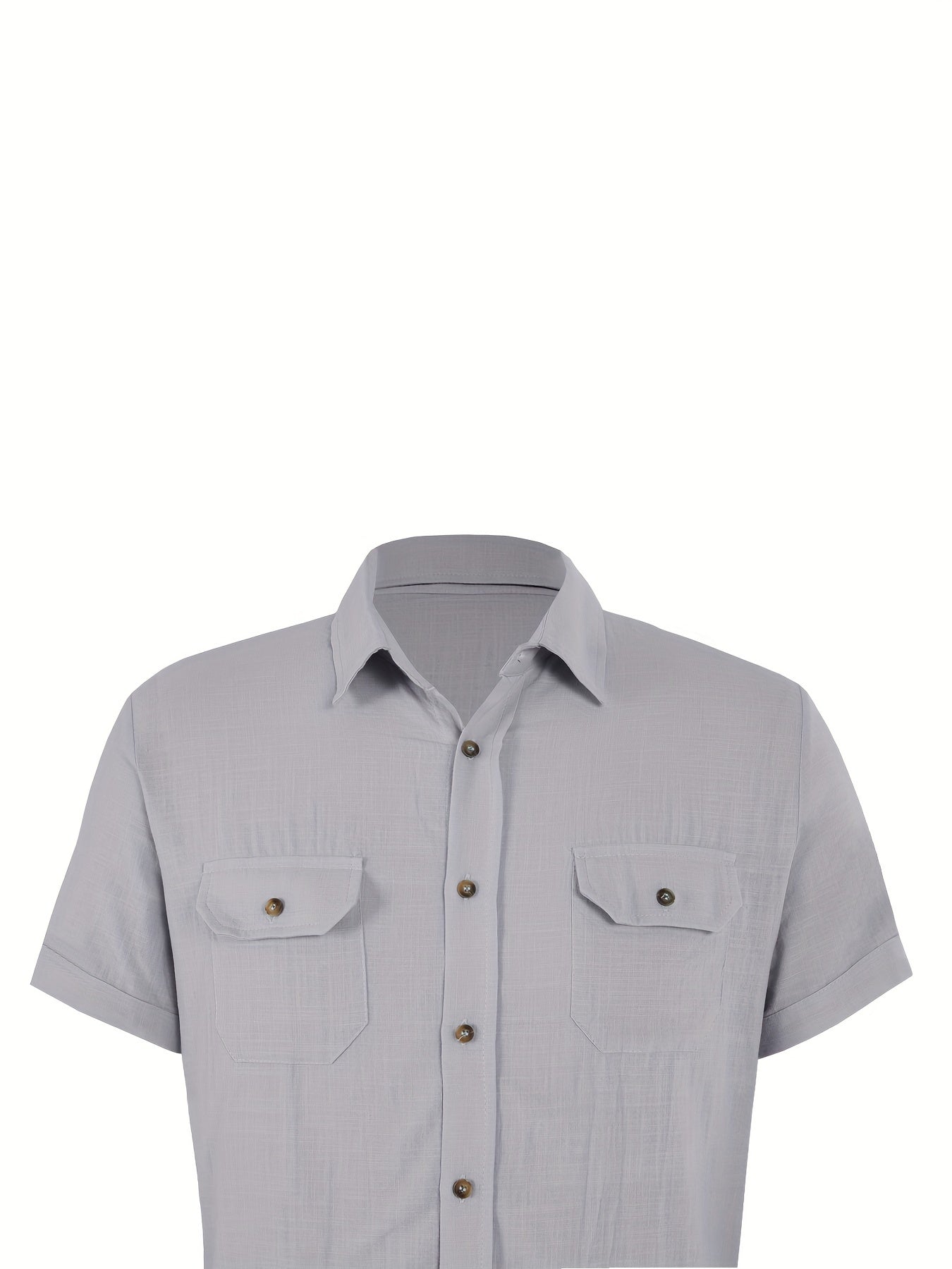 Men's Short Sleeve Casual Shirt with Chest Pockets for Summer