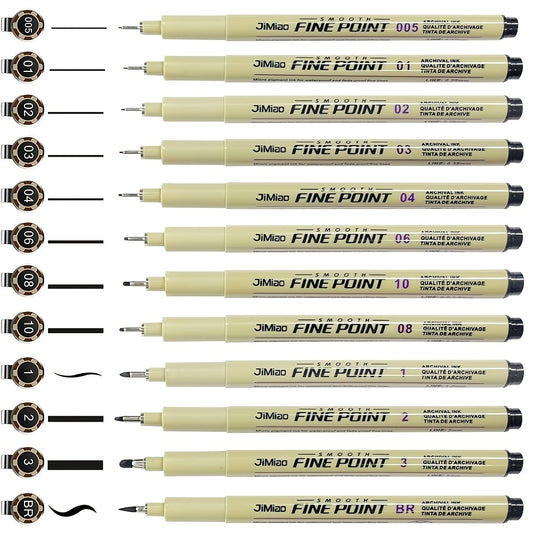 12 Pack Drawing Pens for Anime Sketching Calligraphy Art Supplies