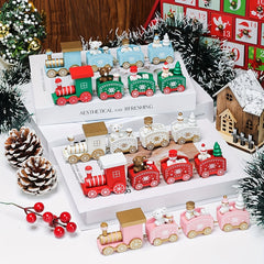 1pc Christmas Wooden Train Ornament Window Garden Tabletop Decoration