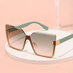 Oversized Semi Rimless Sunglasses For Women Men Gradient Glasses UV400