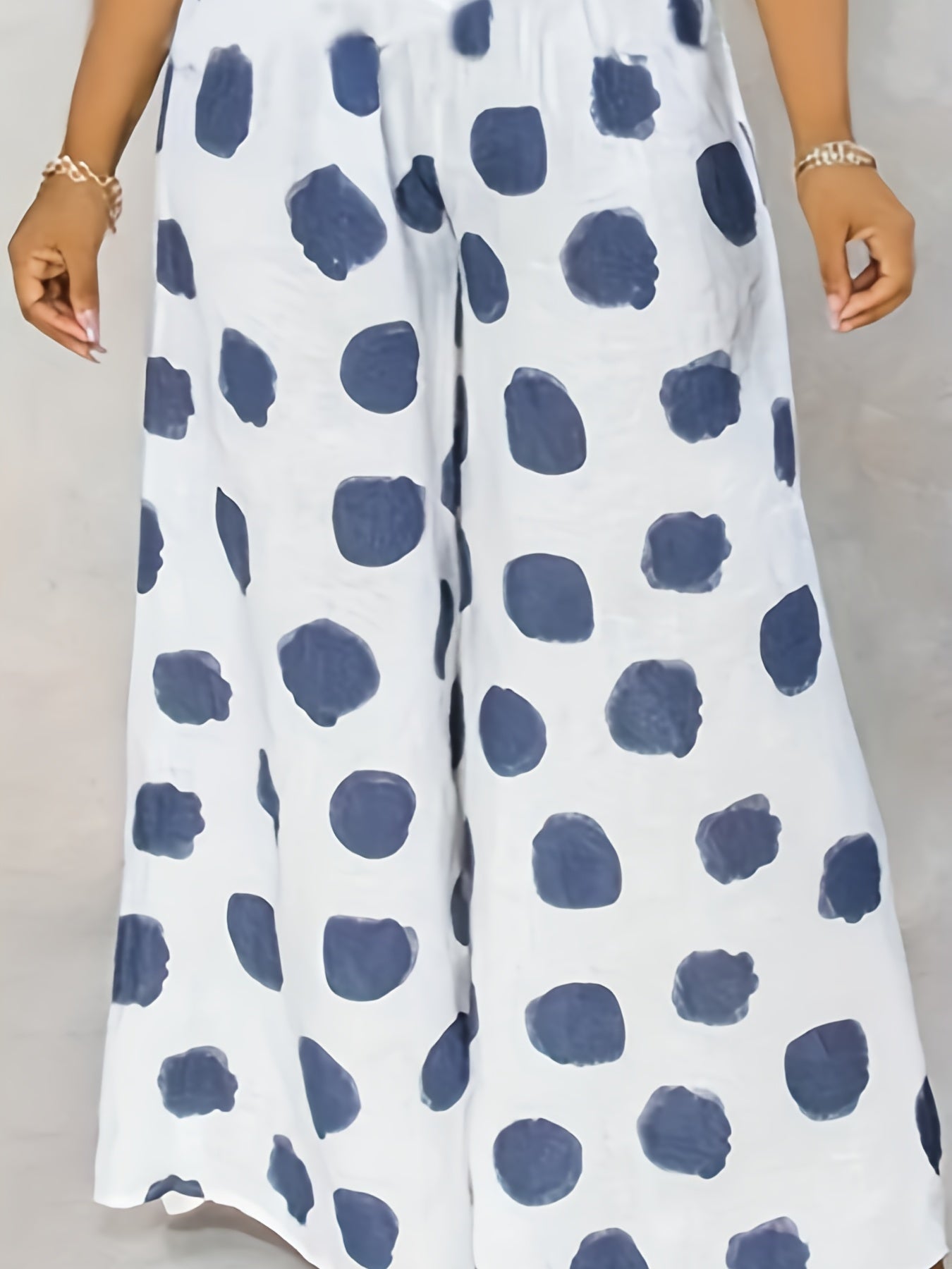  Dot Print Wide Leg Trousers