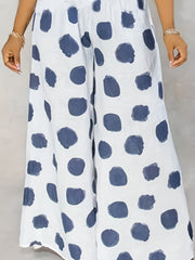  Dot Print Wide Leg Trousers