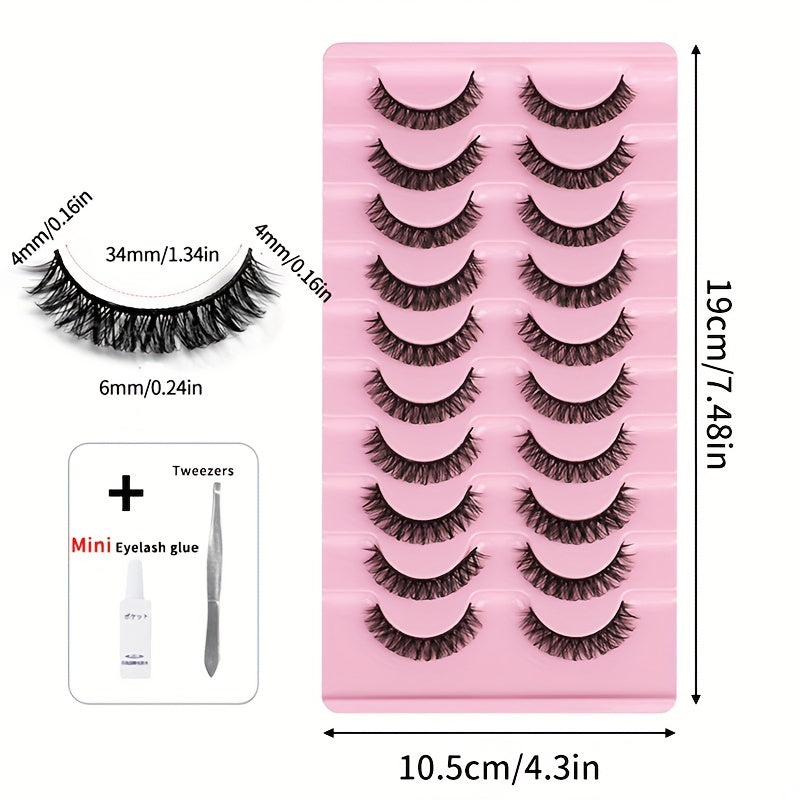 1pc DD Curling Volume False Eyelashes With Mini Glue And Tweesers