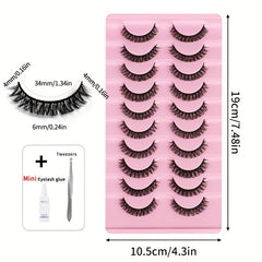 1pc DD Curling Volume False Eyelashes With Mini Glue And Tweesers