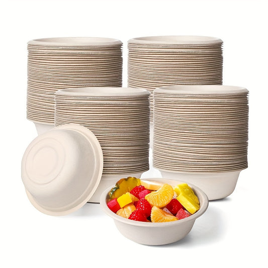 10pcs 16 oz Eco Friendly Biodegradable Sugarcane Pulp Bowl - Microwave Safe