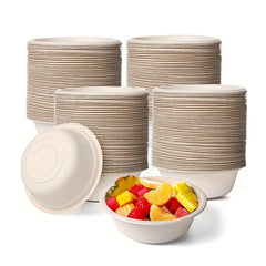 10pcs 16 oz Eco Friendly Biodegradable Sugarcane Pulp Bowl - Microwave Safe