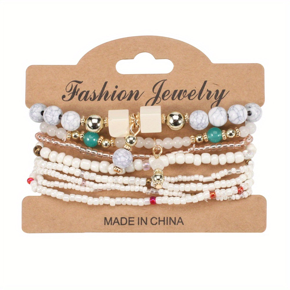 Colorful Bohemian Beaded Bracelet Stackable Hand Jewelry