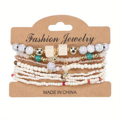 Colorful Bohemian Beaded Bracelet Stackable Hand Jewelry