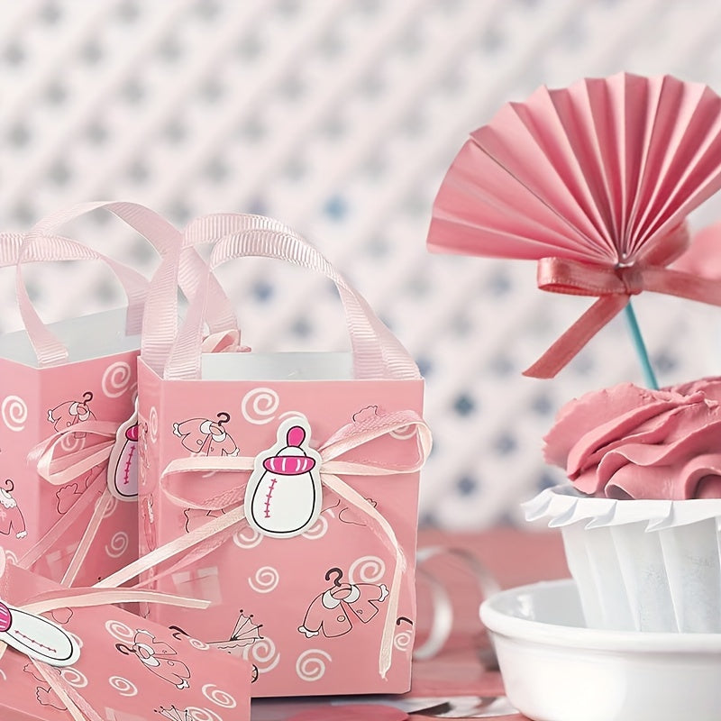 5pcs Pink Cartoon Milk Bottle Birthday Party Snack