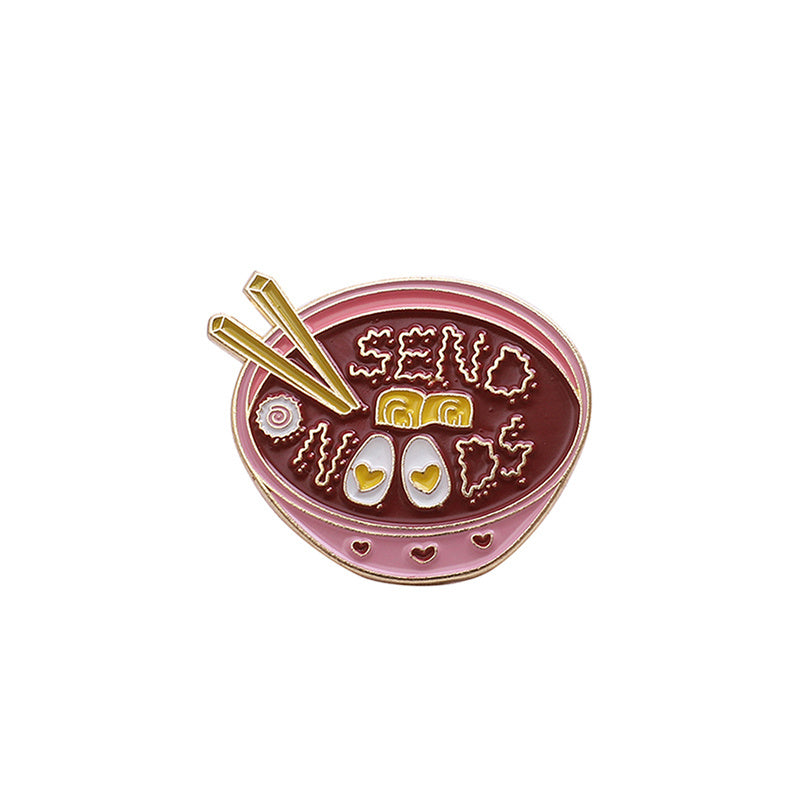 One Bowl Egg Soup Noodle Brooch Accessory