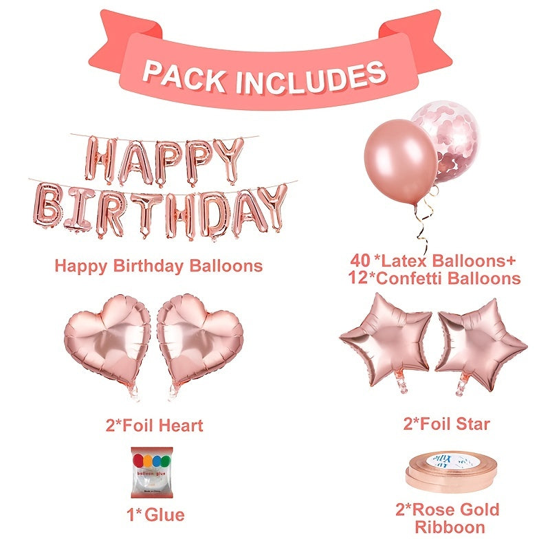 20pcs Rose Golden Birthday Balloon Set - Party Decorations