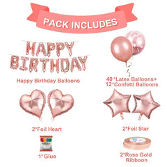 20pcs Rose Golden Birthday Balloon Set - Party Decorations