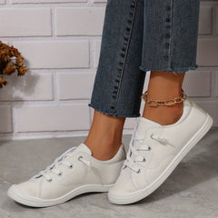 Women's Canvas Lace-Up Low Top Sneakers Lightweight & Breathable