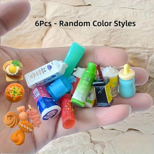6pcs Mini Supermarket Shop Items Assorted for Dollhouse Decor Collection