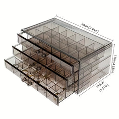 3-Drawer Clear Earring Jewelry Organizer Box