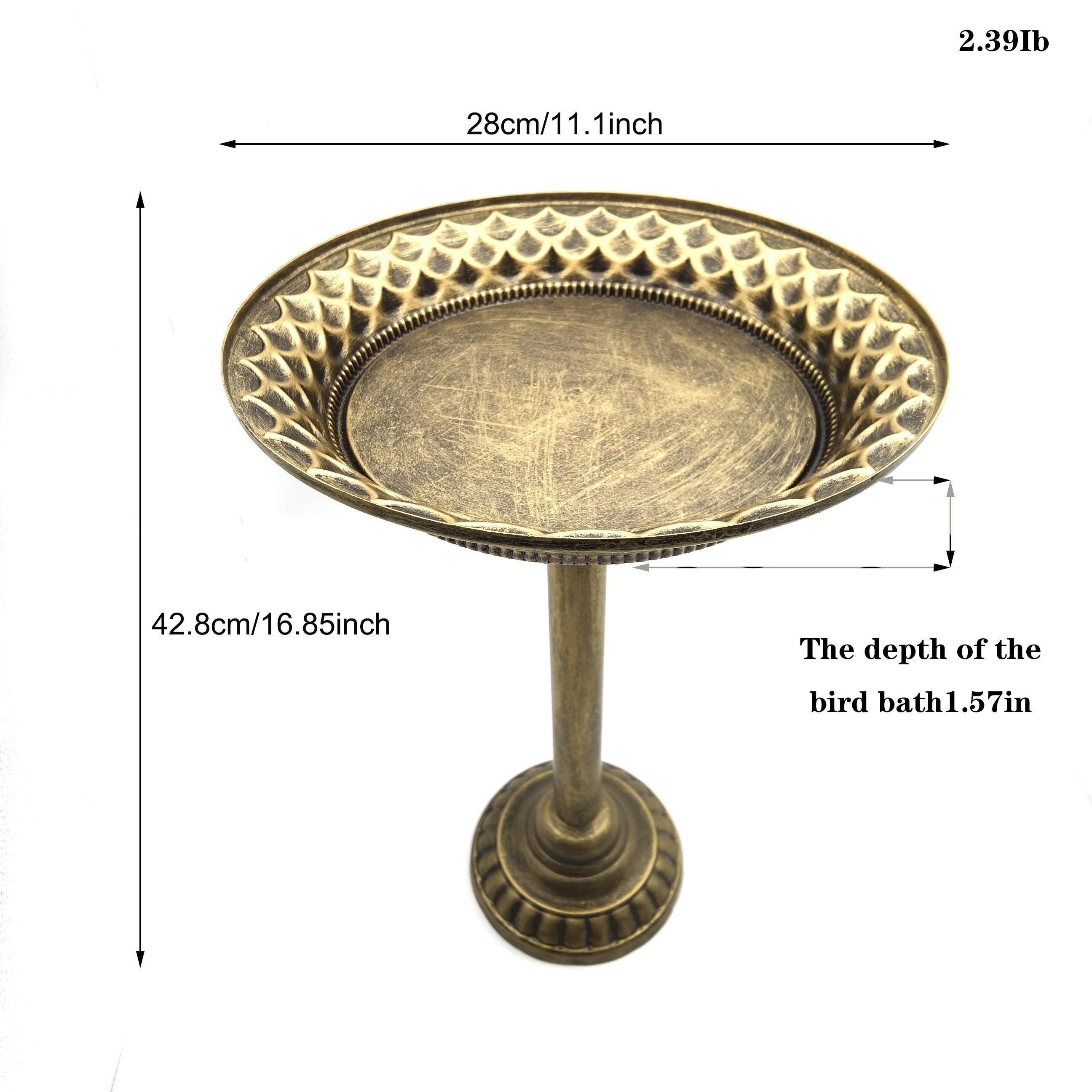 Bird Bath with Metal Stake Stand for Garden