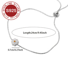 925 Sterling Silver Daisy Flower Bracelet Hypoallergenic Charm Wristlet