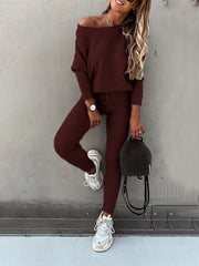Solid Sports Two piece Set Long Sleeve Hoodies & Striped Pants