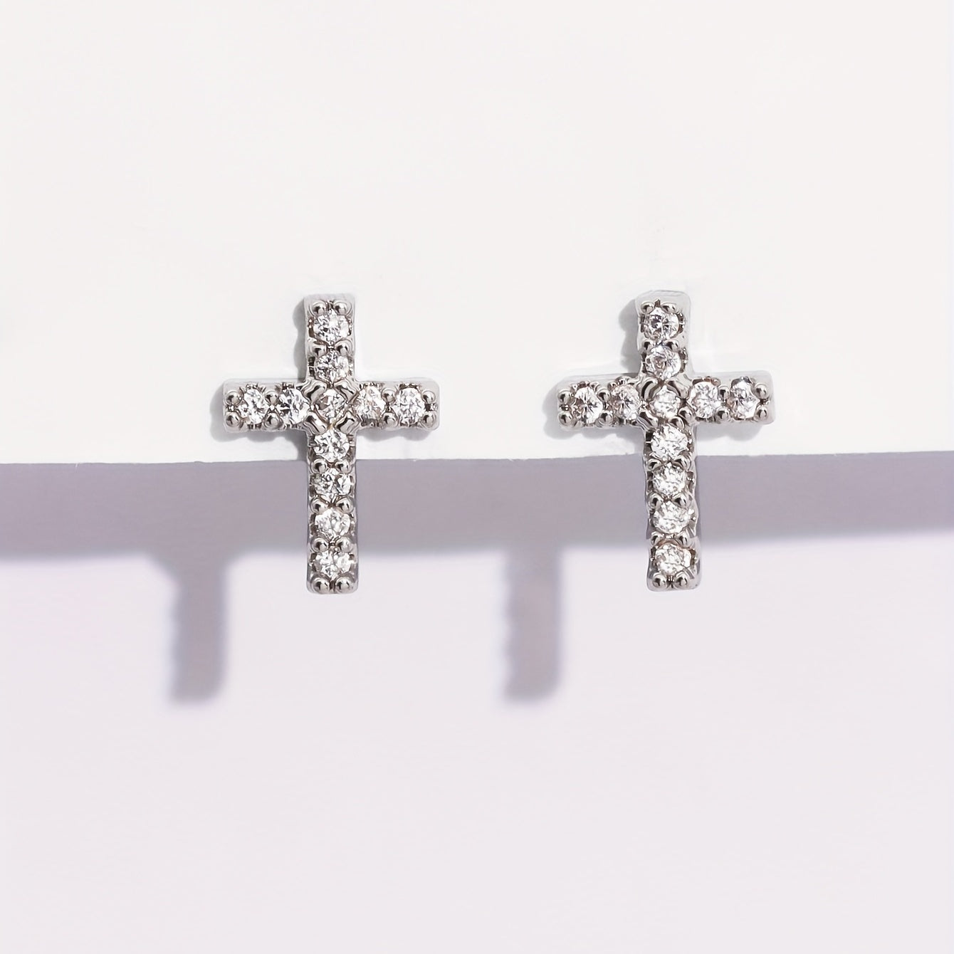 Zircon Cross Stud Earrings Retro Copper Jewelry Gift