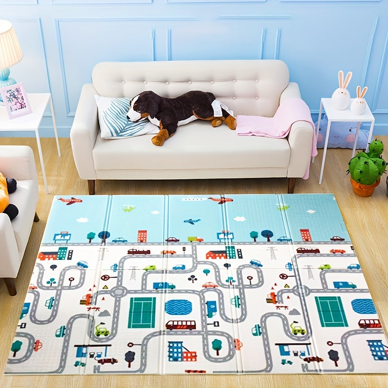 Double Sided Cartoon Crawl Mat for Kids - Easy to Clean