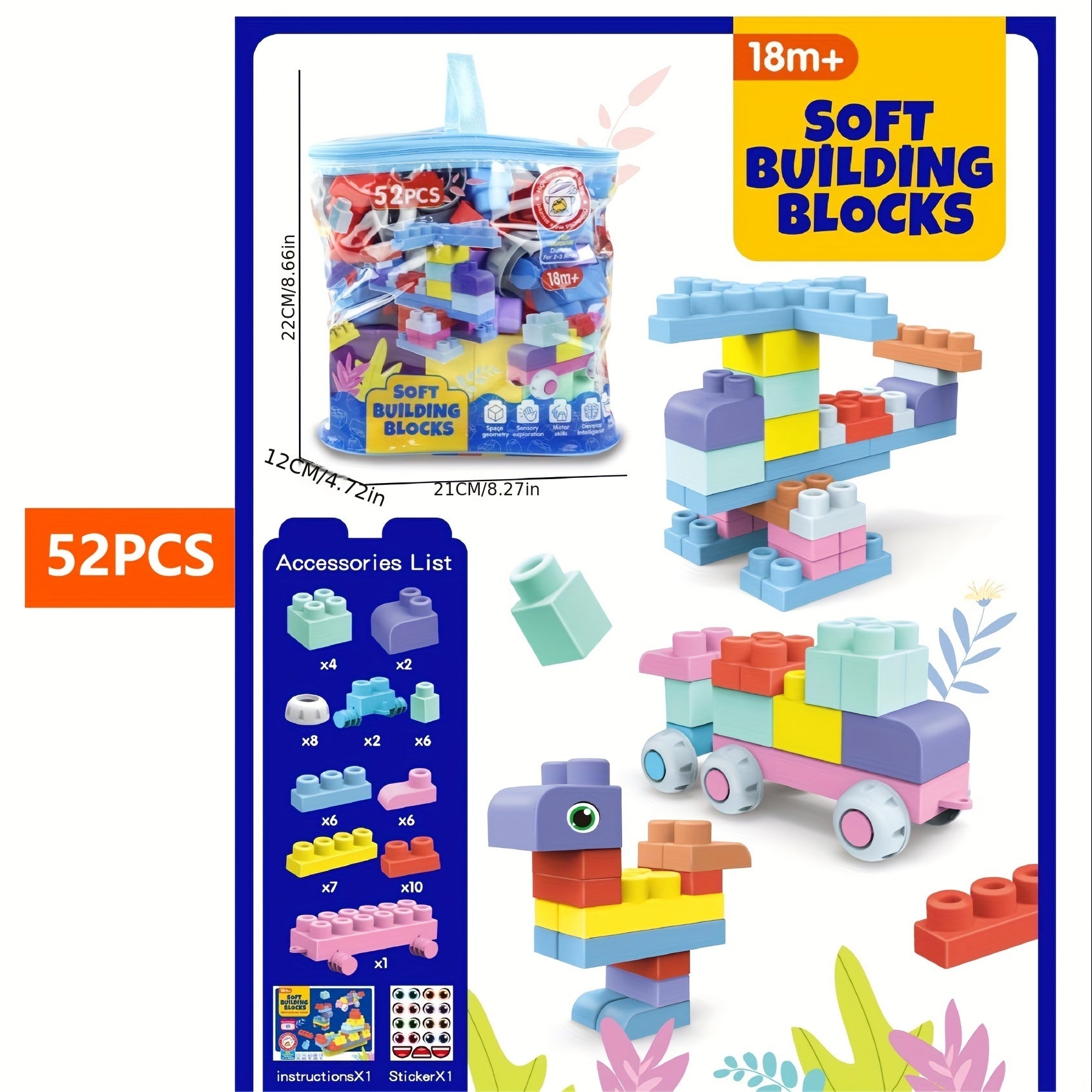 Soft Glue Building Blocks Baby Educational Toys Gift