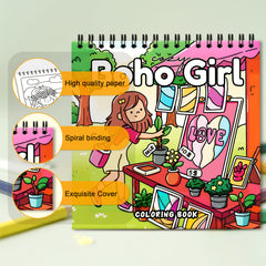 Boho Girl Adult Coloring Book 24 Pages Vibrant Patterns Non T