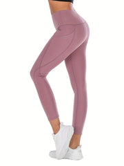 High Waist Hip Lifting Cropped Pants with Pockets