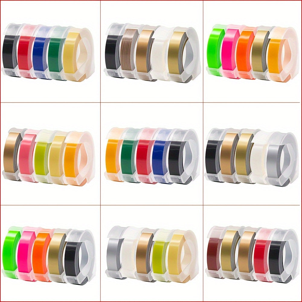 5pcs 3D Embossing Tape 9MM DIY Plastic Label Tape For Crafts Journals Planners