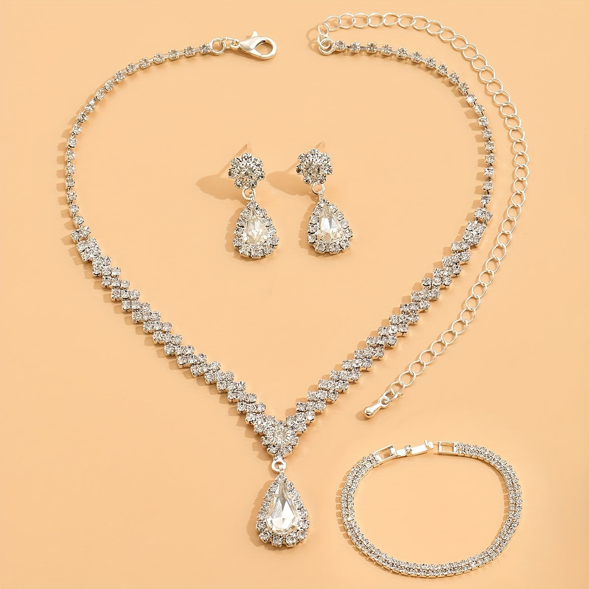 Water Drop Rhinestone Jewelry Set