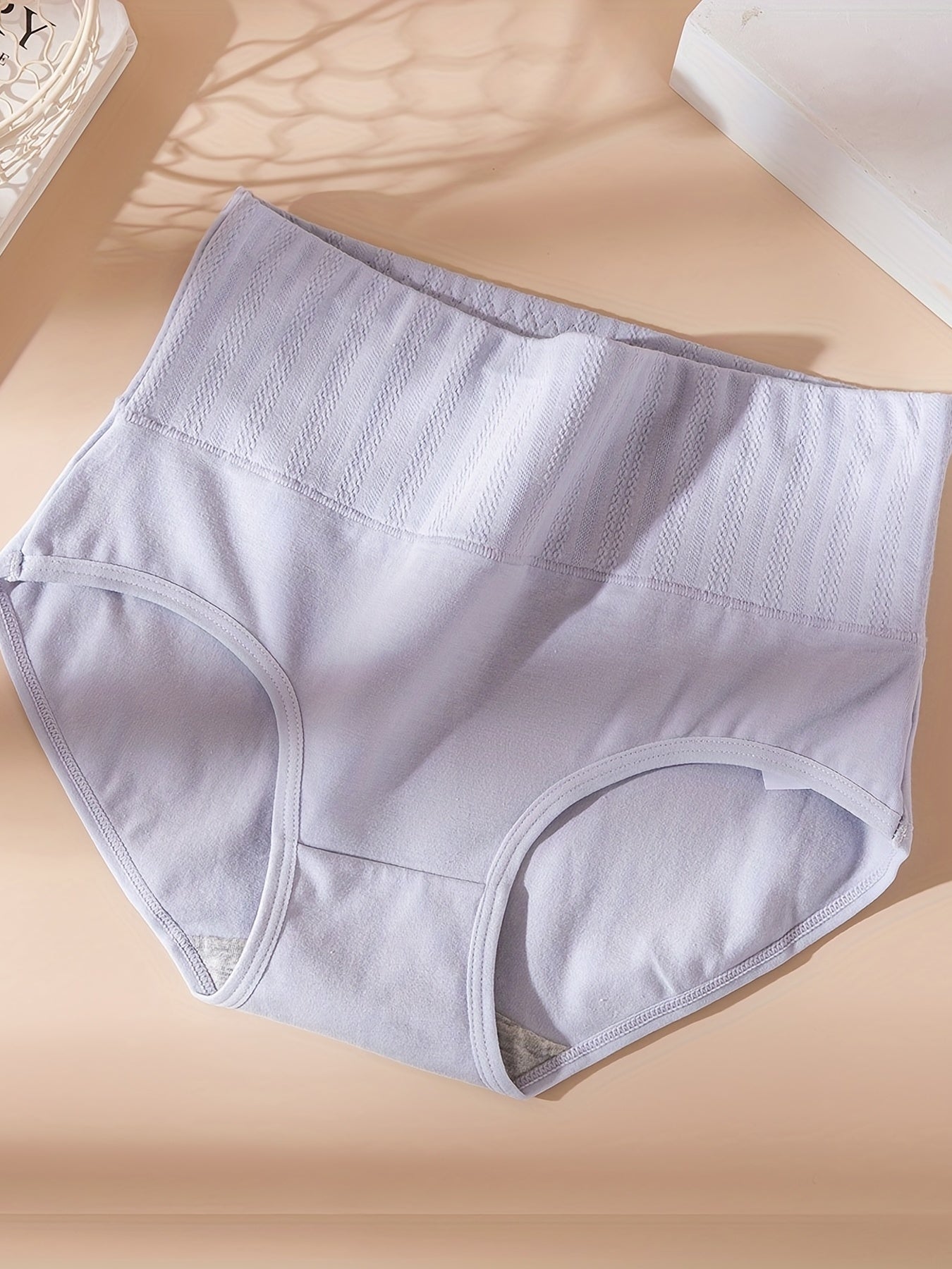 4pcs High Waist Jacquard Briefs Stretchy Intimates Panties Women's Lingerie