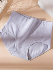 4pcs High Waist Jacquard Briefs Stretchy Intimates Panties Women's Lingerie