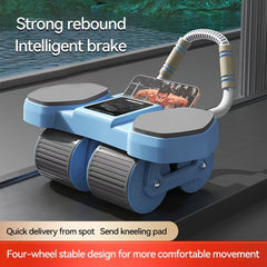 Ab Roller 4 Wheels Elbow Support Auto Rebound Ab Exercise Wheel