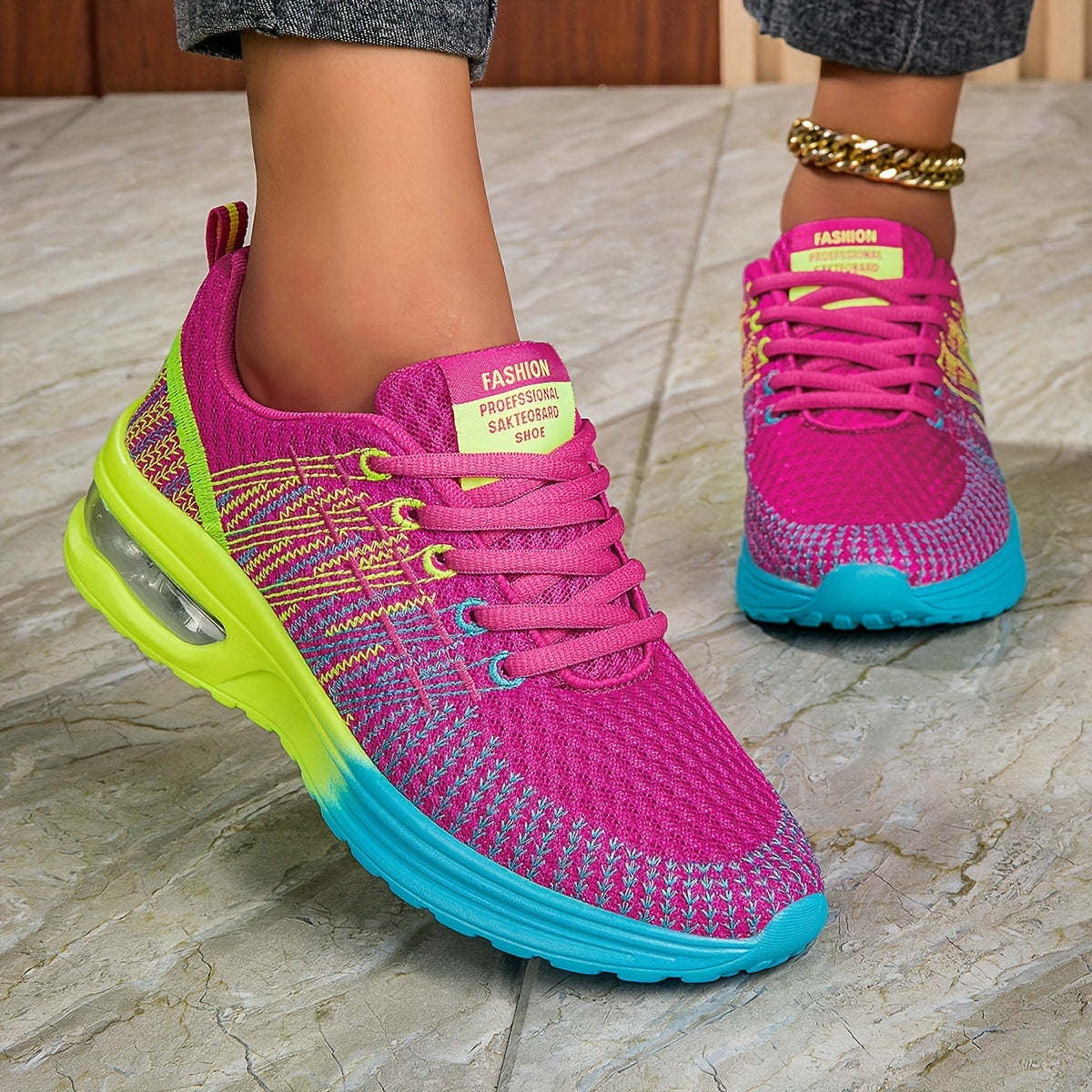 Women's Mesh Air Cushion Sneakers Lightweight Breathable Travel Shoes