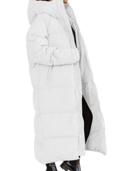 Long Length Down Perka Casual Hooded Zip Up Warm Outerwear