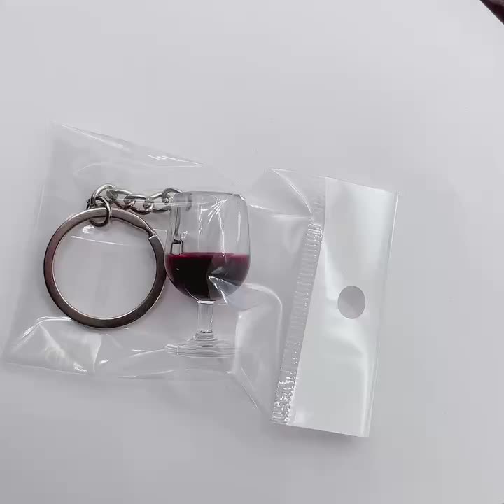 Resin Red Wine Cup Keychain Novelty Charm Pendant