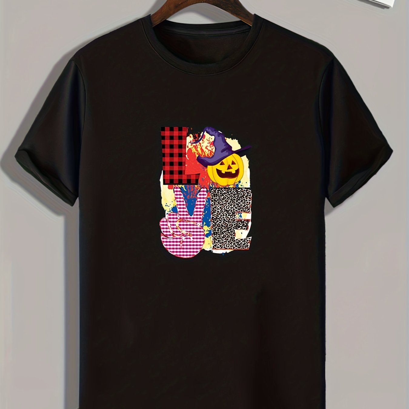 Halloween Graphic Print Stretch Tee Shirt