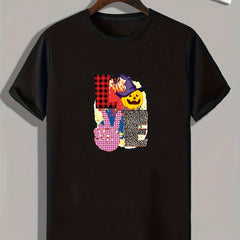 Halloween Graphic Print Stretch Tee Shirt
