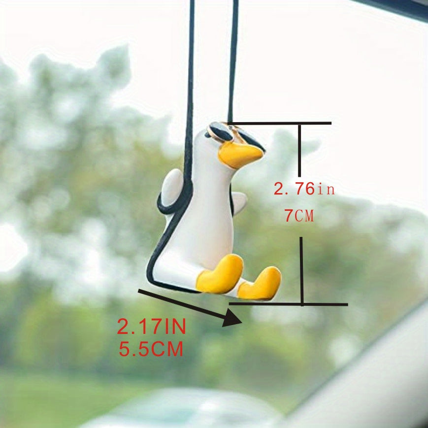 Swing Duck Car Ornament Sunglass Duck Pendant Rearview Mirror Interior Decor