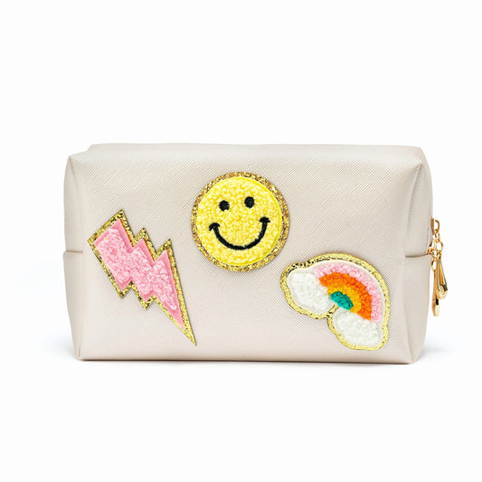 Preppy Patch Cosmetic Toiletry Bag Portable Waterproof Makeup Bag