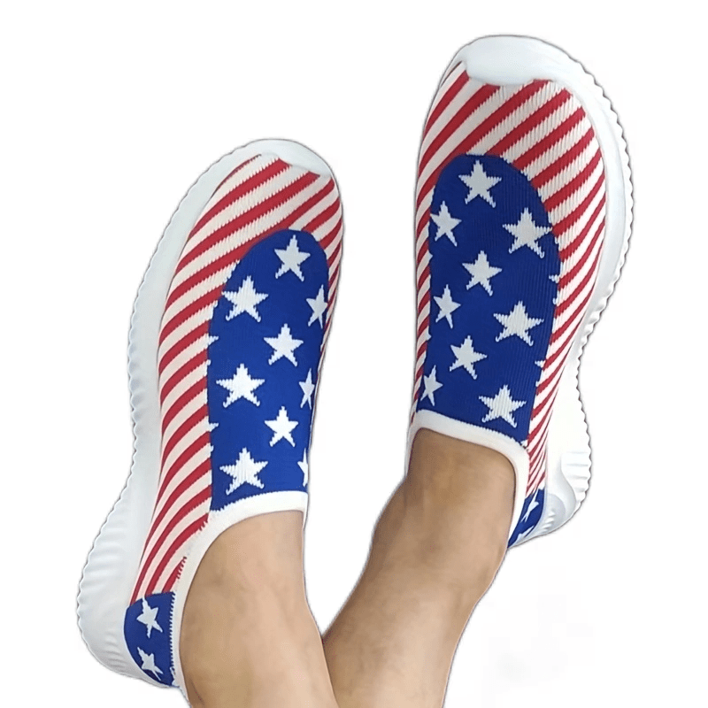 Women's Star & Striped Sock Shoes Comfortable Slip On Shoes