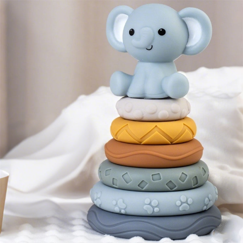 Sensory Elephant Puzzle & Ball Toys Soft Stacked Cubes 6-7pcs
