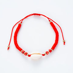 Hot Ocean Style Shell Gemstone Silicone Beaded Bracelet Hand Woven Adjustable