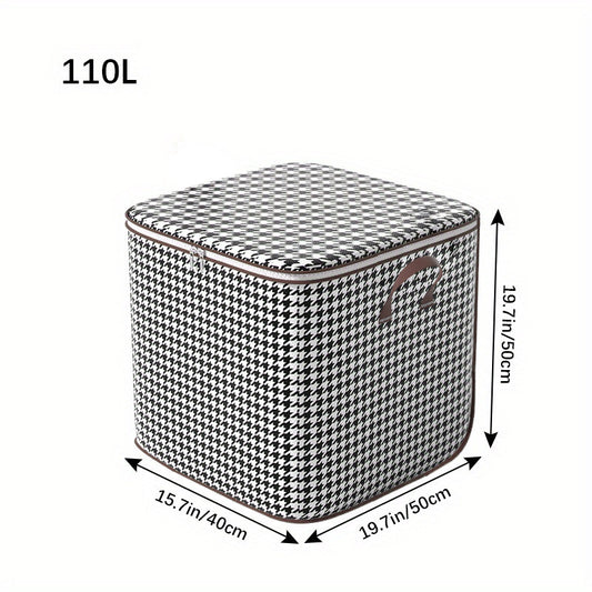 Large Capacity Dustproof Houndstooth Storage Bag with Blanket & Handles