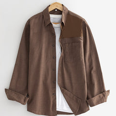 Men's Solid Button Down Long Sleeve Shirts with Pockets