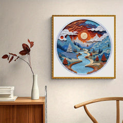 500pcs A2 Wooden Jigsaw Puzzle Sunset Landscape Unique Shaped Pieces