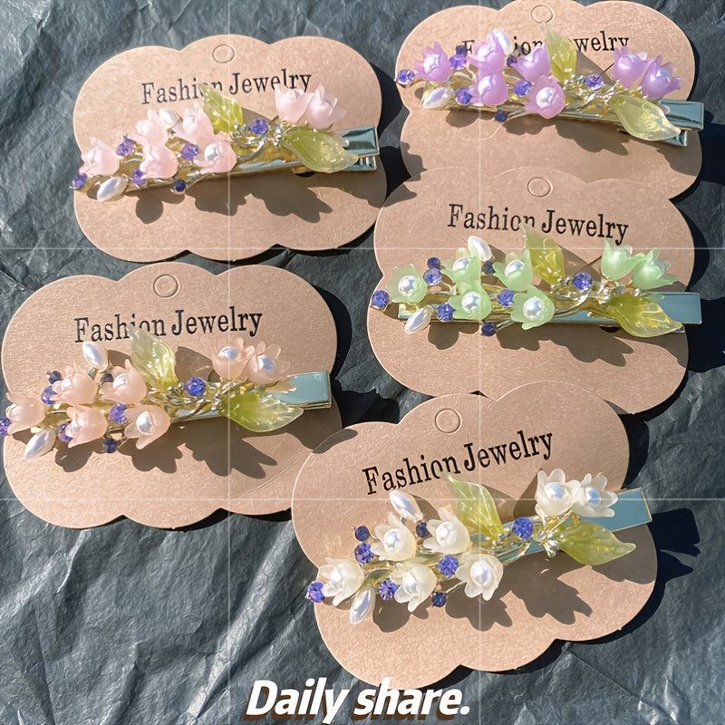 Lily of the Valley Hairpin Spring Clip Leaf Flower Headwear