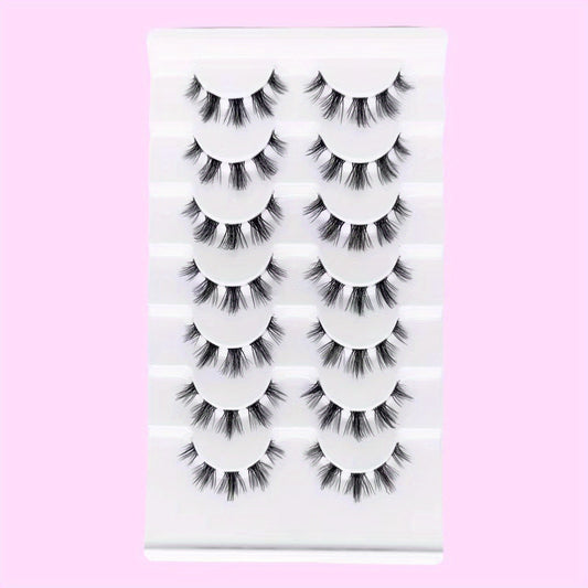 7 Pairs Fluffy Cat Eye Faux Mink Lashes